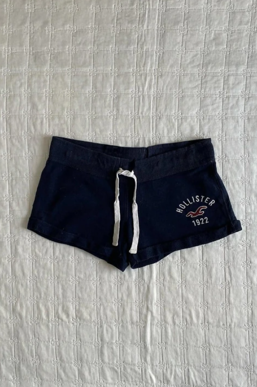 Lacivert Hollister Nakış Logolu Mini Sweat Şort
