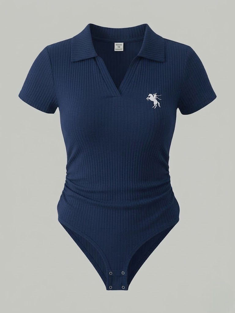 Lacivert Polo Yaka Fitilli Likralı Premium Zıbın