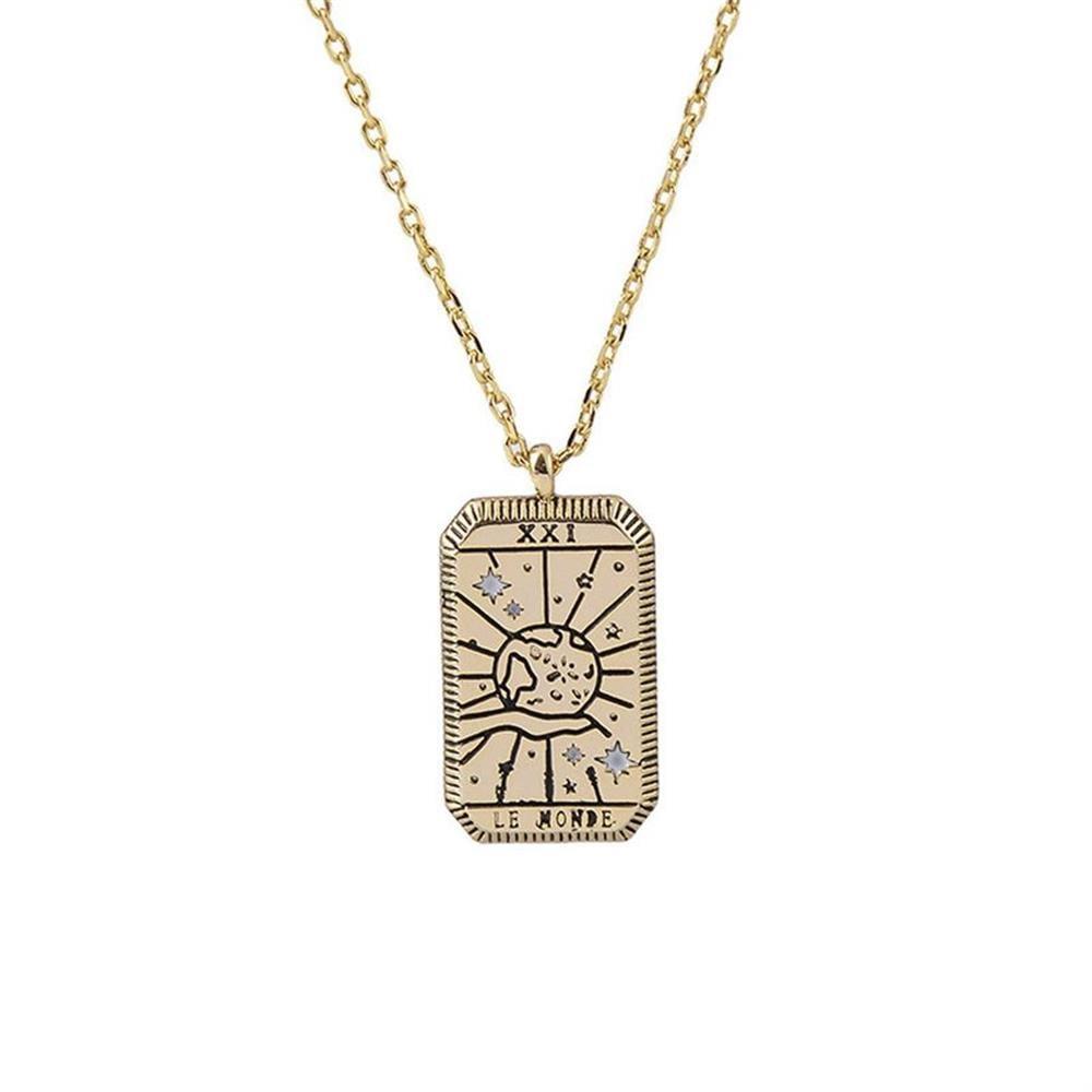 Le Monde Tarot Gold Çelik Kolye