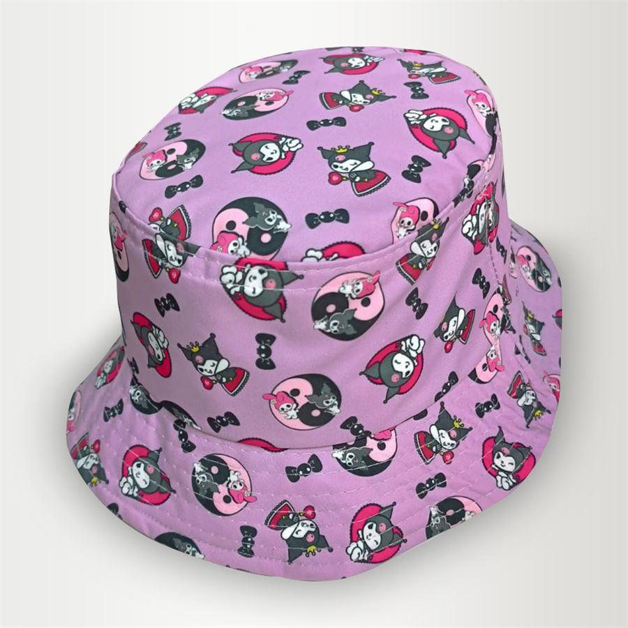 Lila Anime Kuromi - Melody Ying Yang Kolaj Bucket Şapka