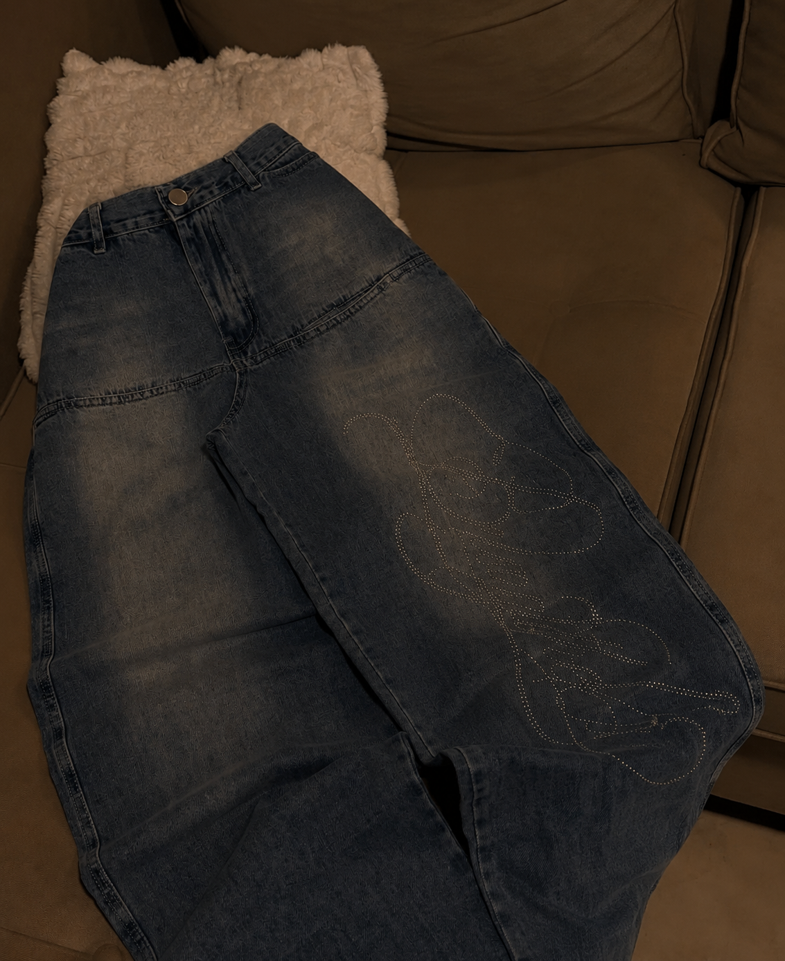 Mavi Angel Baby Parlak Taşlı Baggy Pantolon 