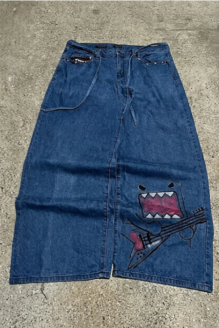 Mavi Domo-Kun Y2K Unisex Baggy Pantolon