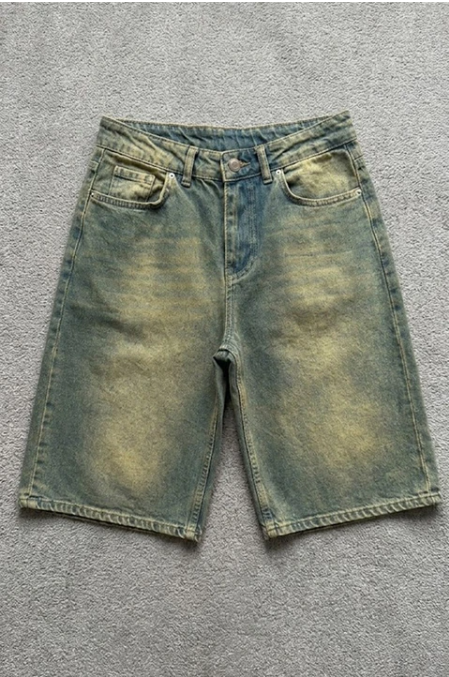 Mavi Sarı Eksitme Düz Y2K unisex Baggy Şort