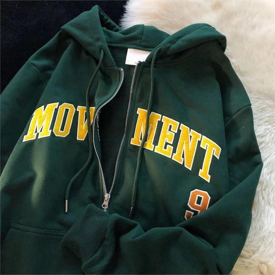 Movement College Yeşil Fermuarlı (Unisex) Hoodie