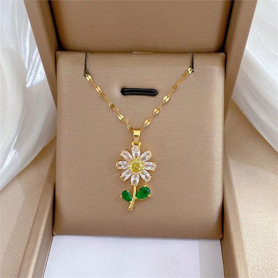 Papatya Gold Zincirli Kolye