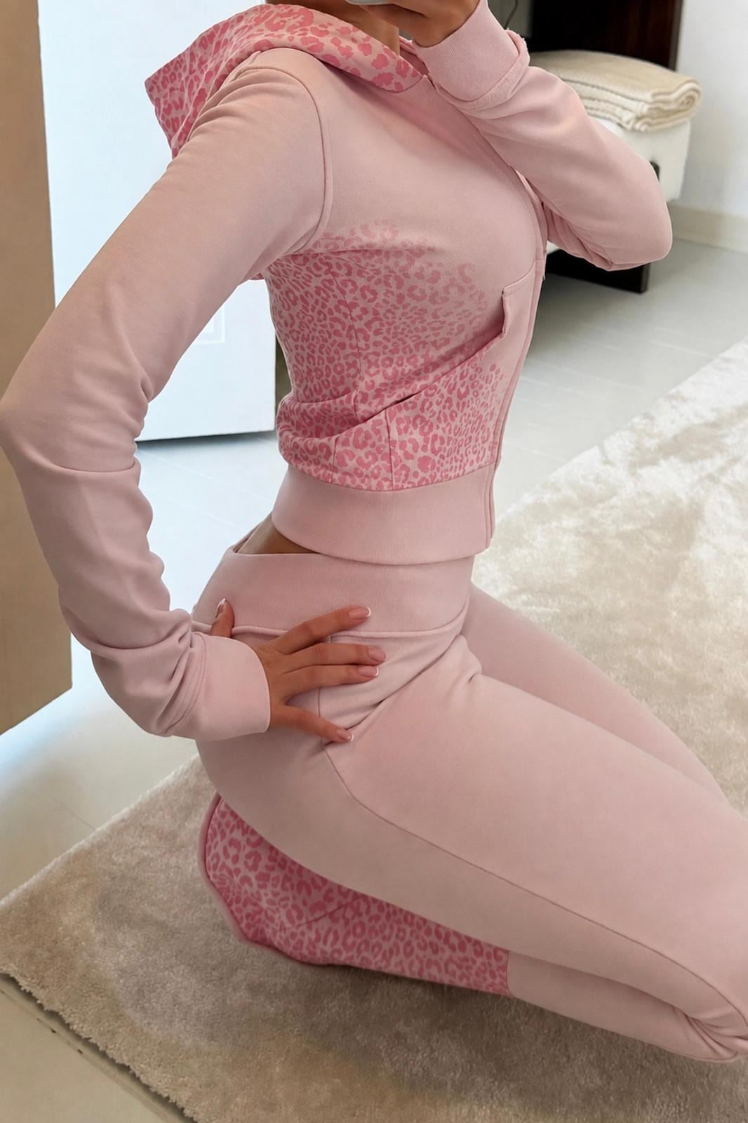 Pembe Çita Baskılı Alt - Üst Premium Takım