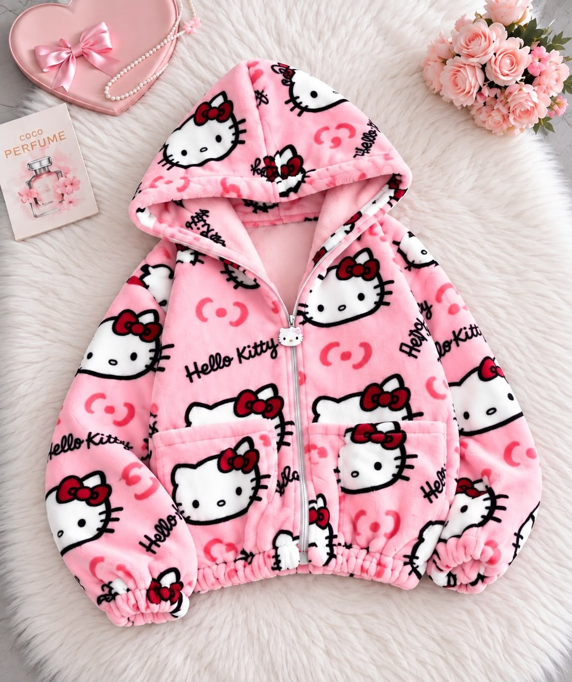 Pembe Hello Kitty Cloudy Peluş Hırka
