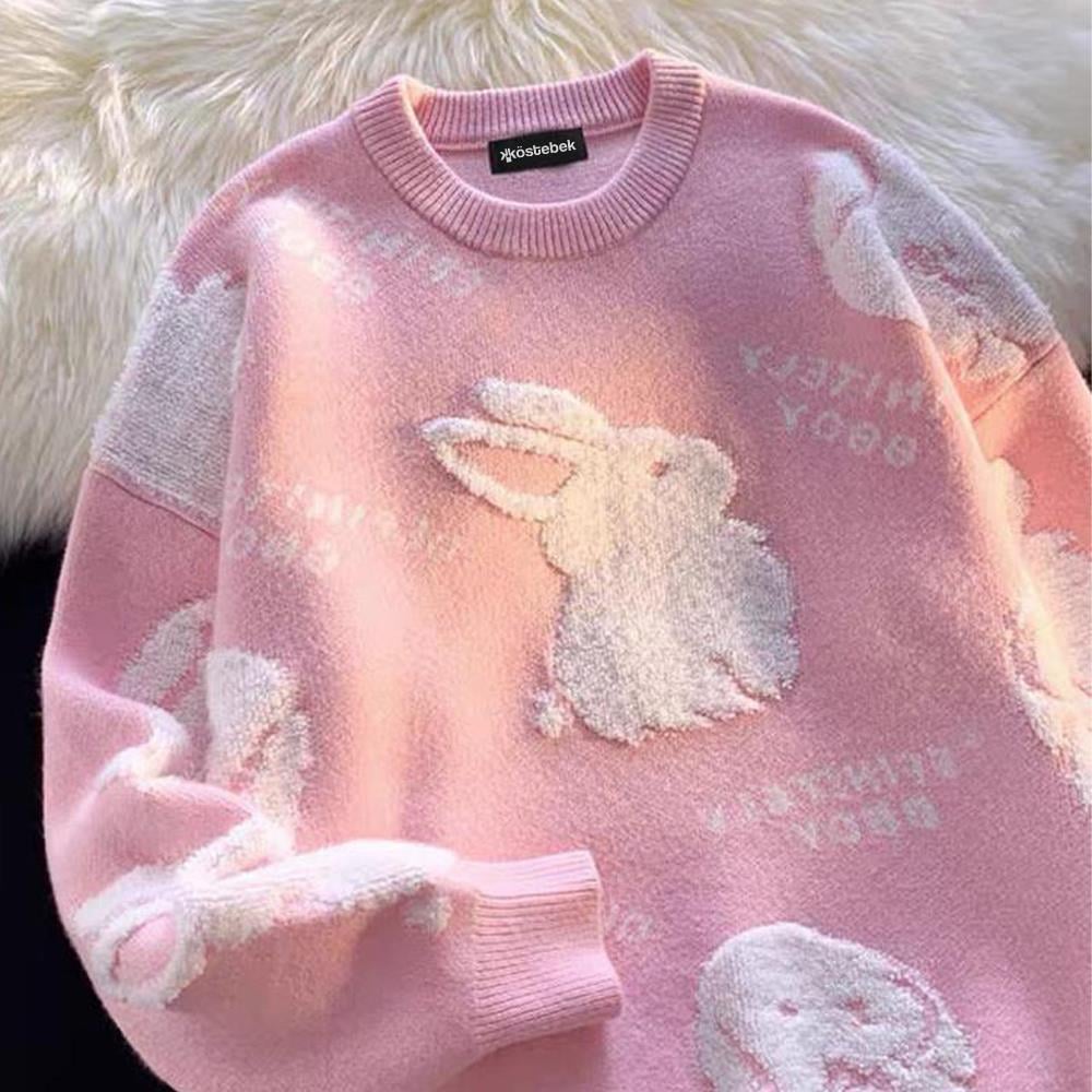Pembe Kawaii Rabbit Oversize Kazak