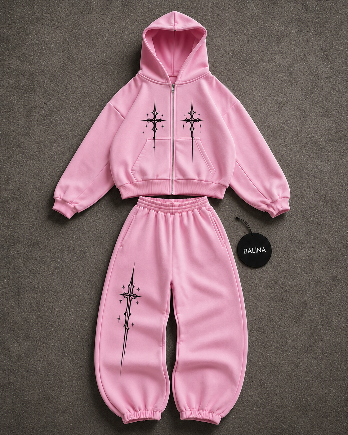 Pembe Sword Sain Baggy Kalıp Unisex Eşofman Takımı