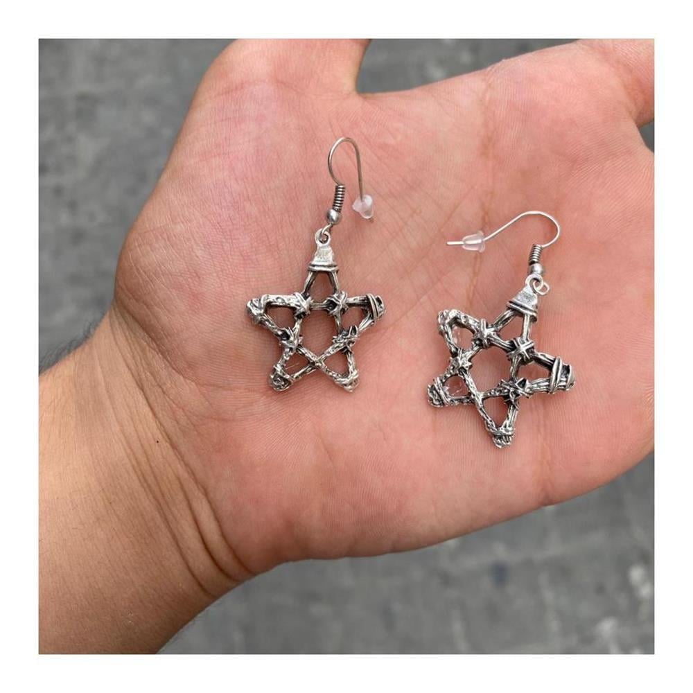 Pentagram Star Silver Küpe