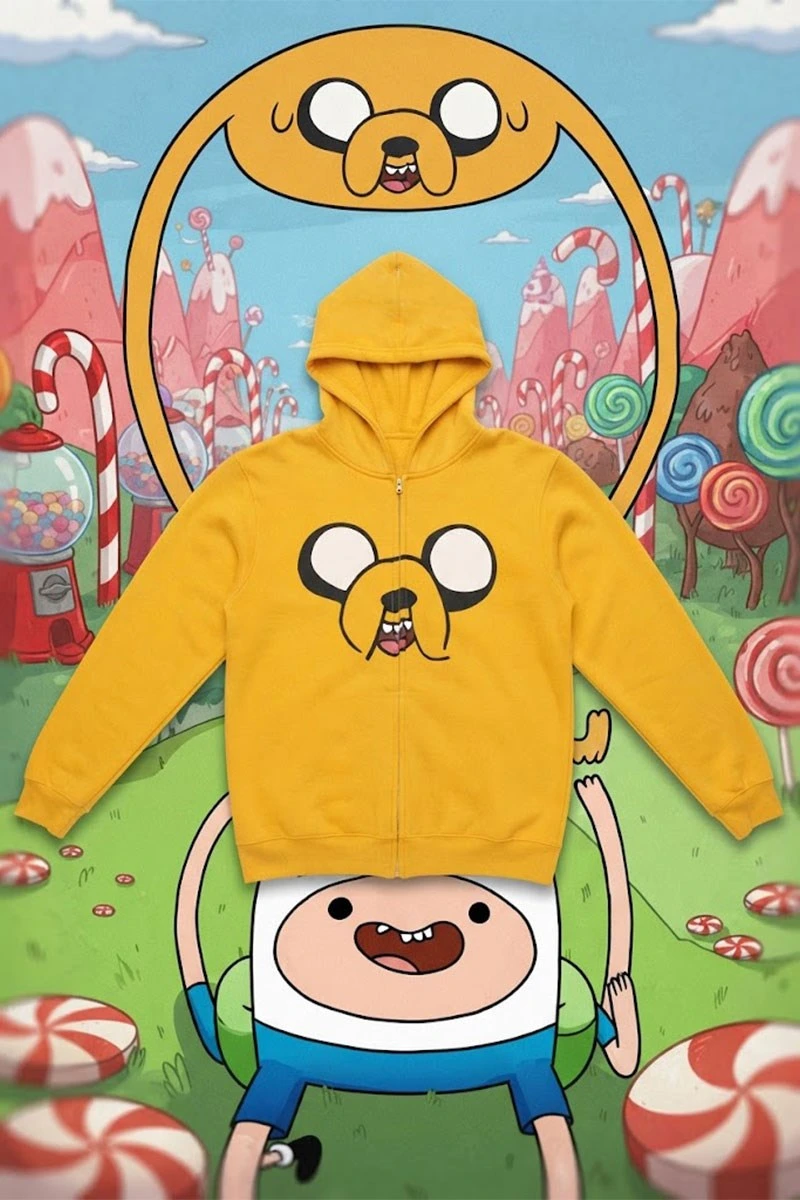 Sarı Adventure Time Jack Y2K Unisex Hırka