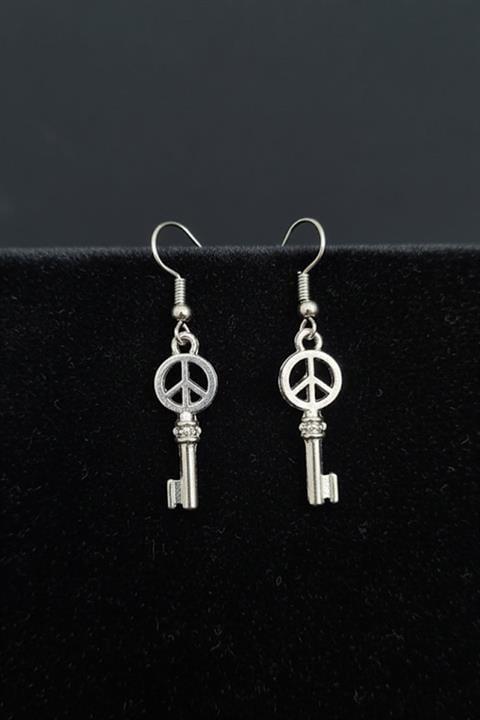 Silver Peace Key Küpe