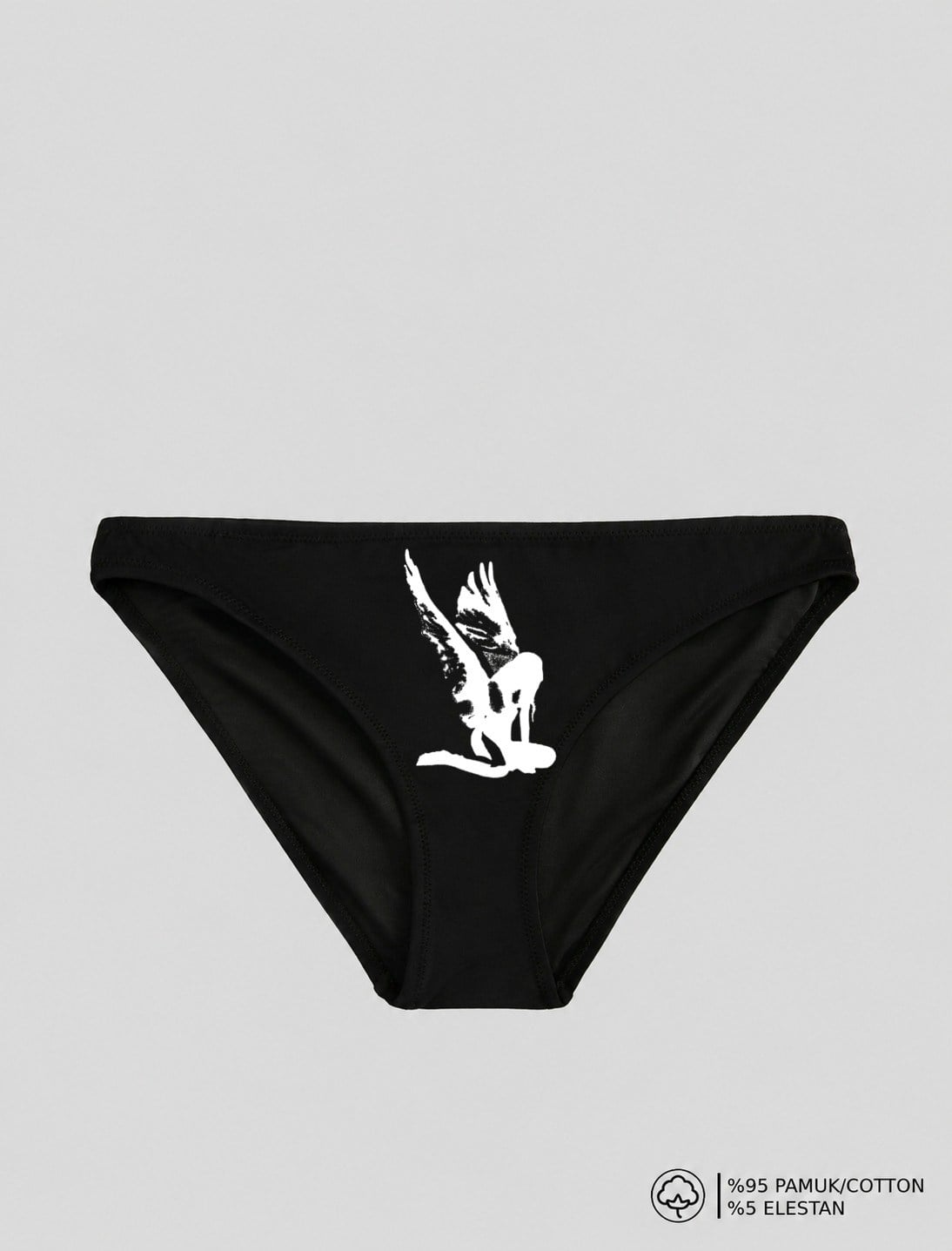 Siyah Cry Angel Baskılı Bikini Kalıp Külot