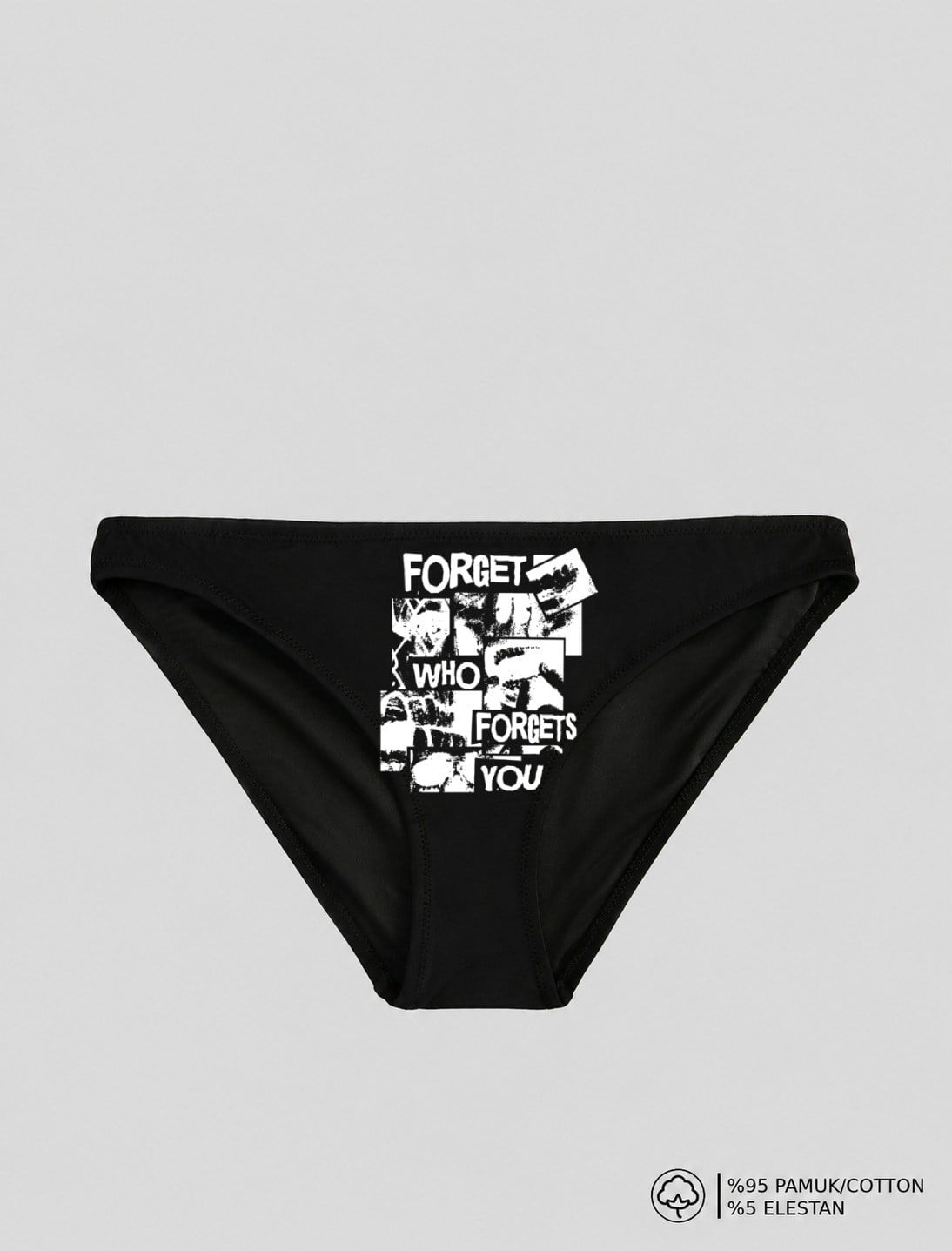 Siyah Forget Who Forget's Who  Baskılı Bikini Kalıp Külot