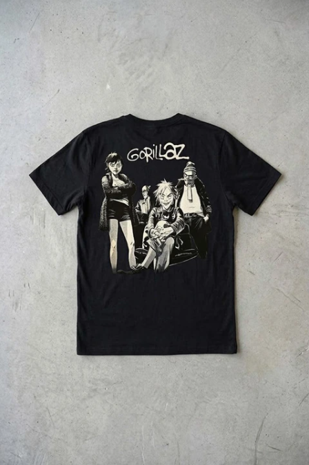 Siyah Gorilaz Unisex Y2K T-Shirt