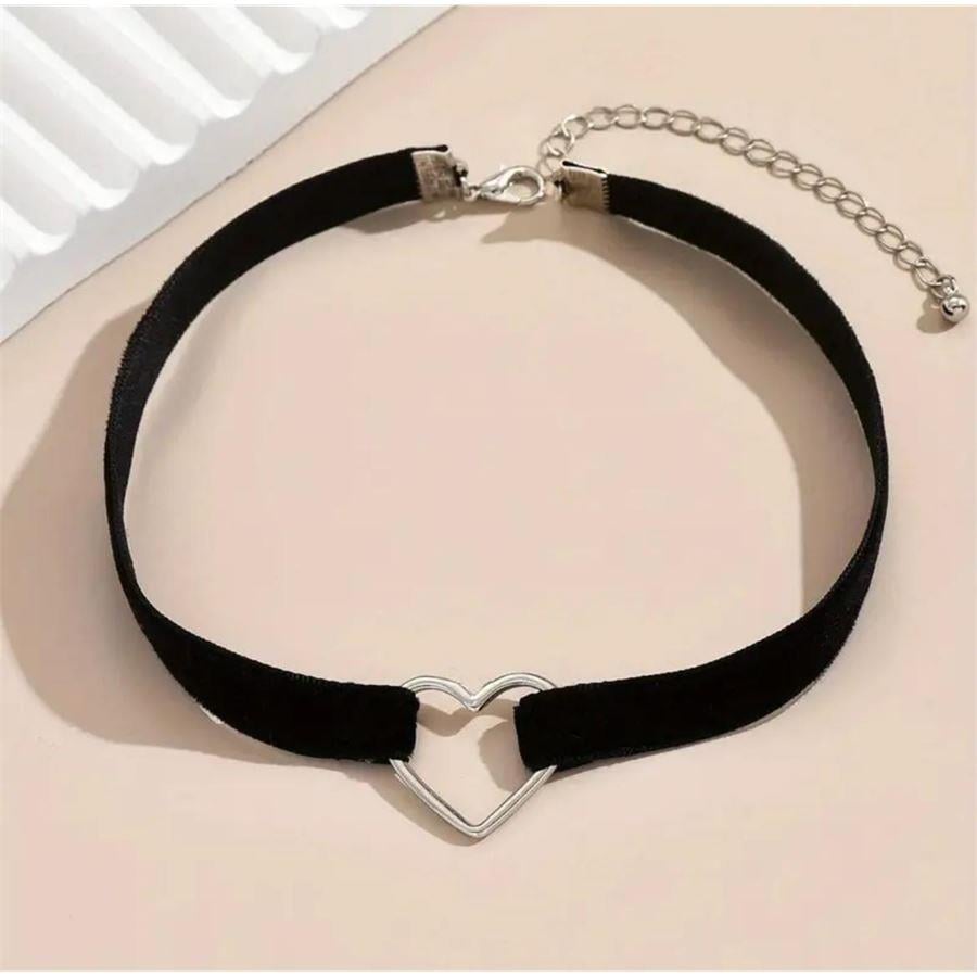 Siyah Gotik İpli  Gümüş Choker Tasma 