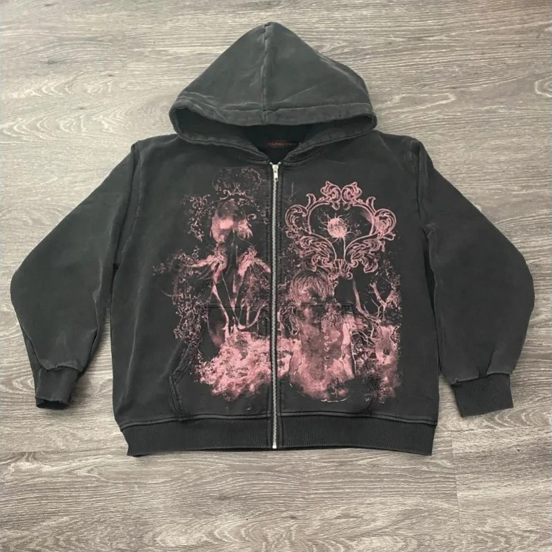 Siyah Heaven Heart Kapüşonlu Sweatshirt