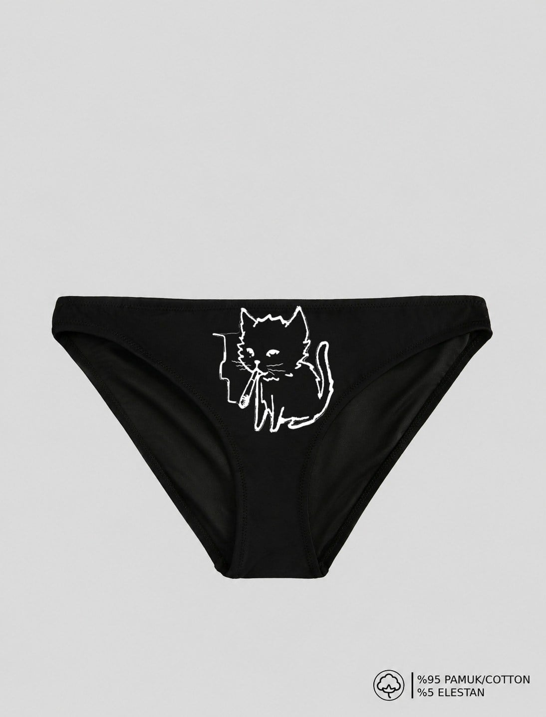 Siyah Kedy Baskılı Bikini Kalıp Külot