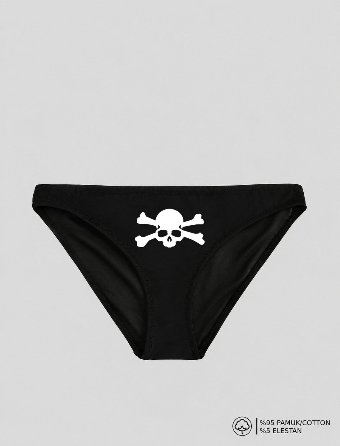 Siyah Kuru Kafa Baskılı Bikini Kalıp Külot