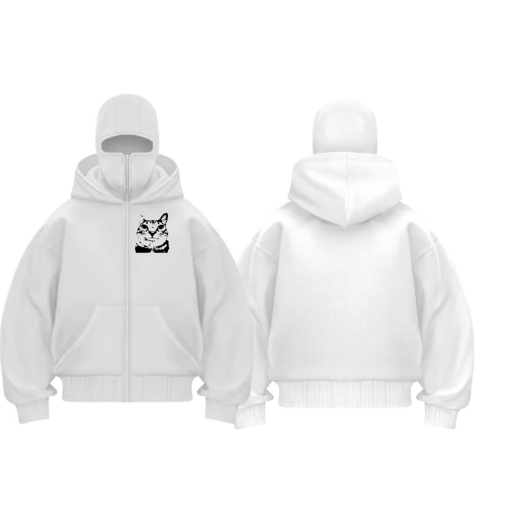 Siyah Maskeli ''CAT' Unisex Kapüşonlu Hırka