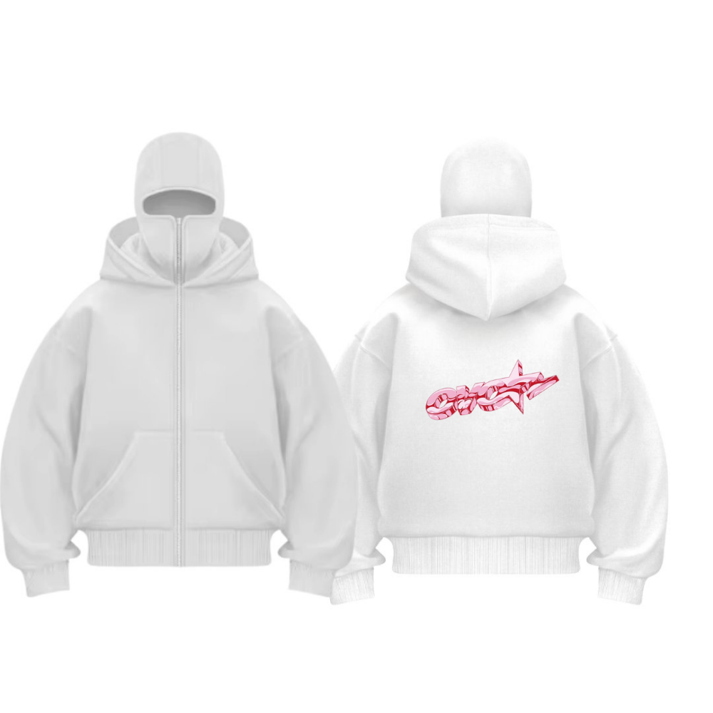 Siyah Maskeli ''Star'' Unisex Kapüşonlu Hırka