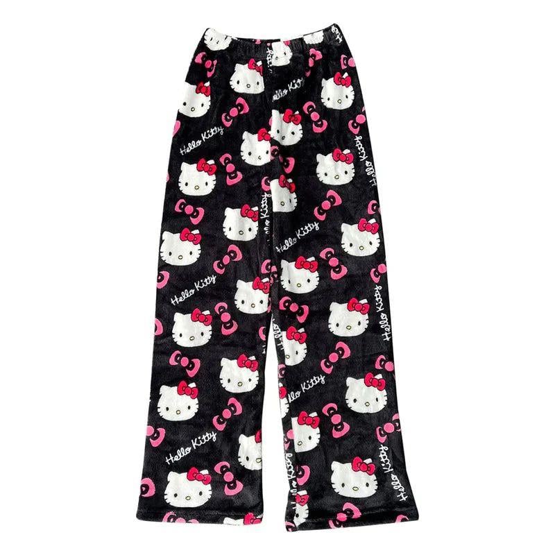Siyah Peluş Hello Kitty Pijama