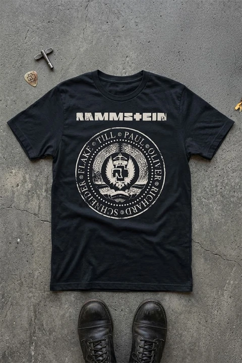 Siyah Ramstein Band Y2K Unisex T-Shirt