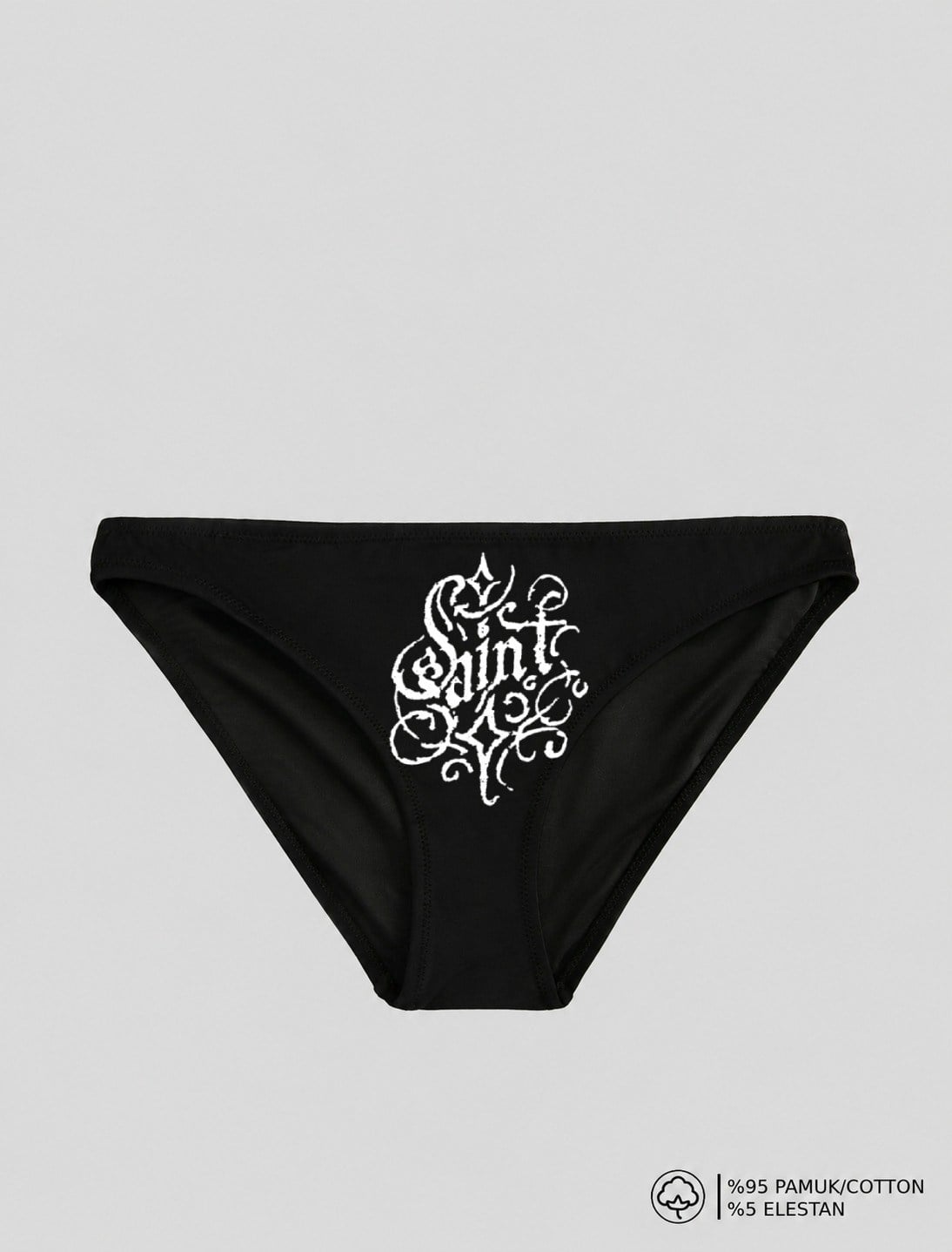 Siyah SainT Baskılı Bikini Kalıp Külot