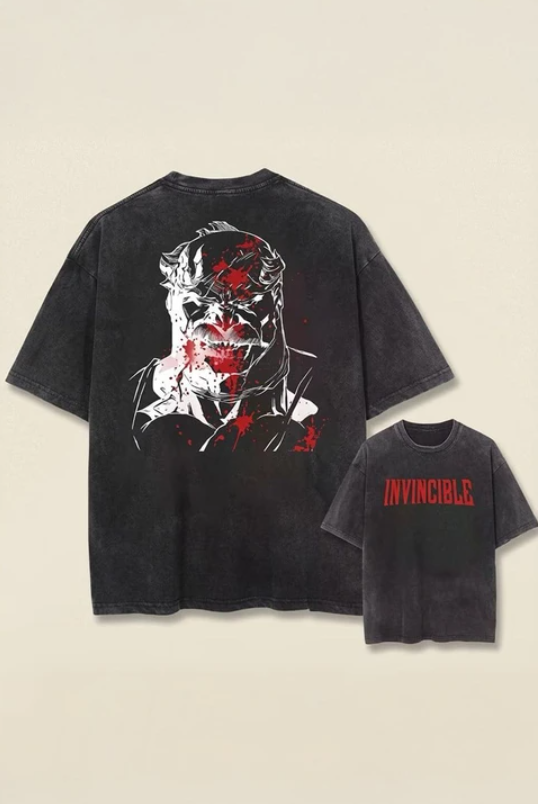 Siyah Yıkamalı Invincible Omni-Man Unisex T-Shirt