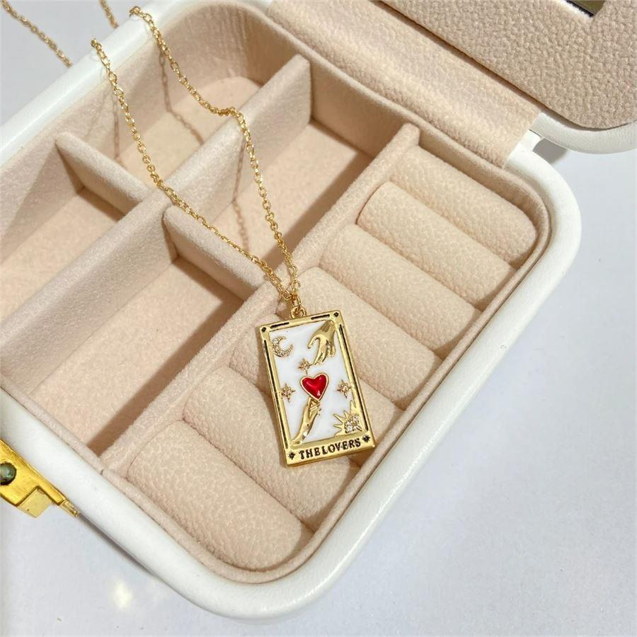 The Lovers Tarot Gold Çelik Kolye