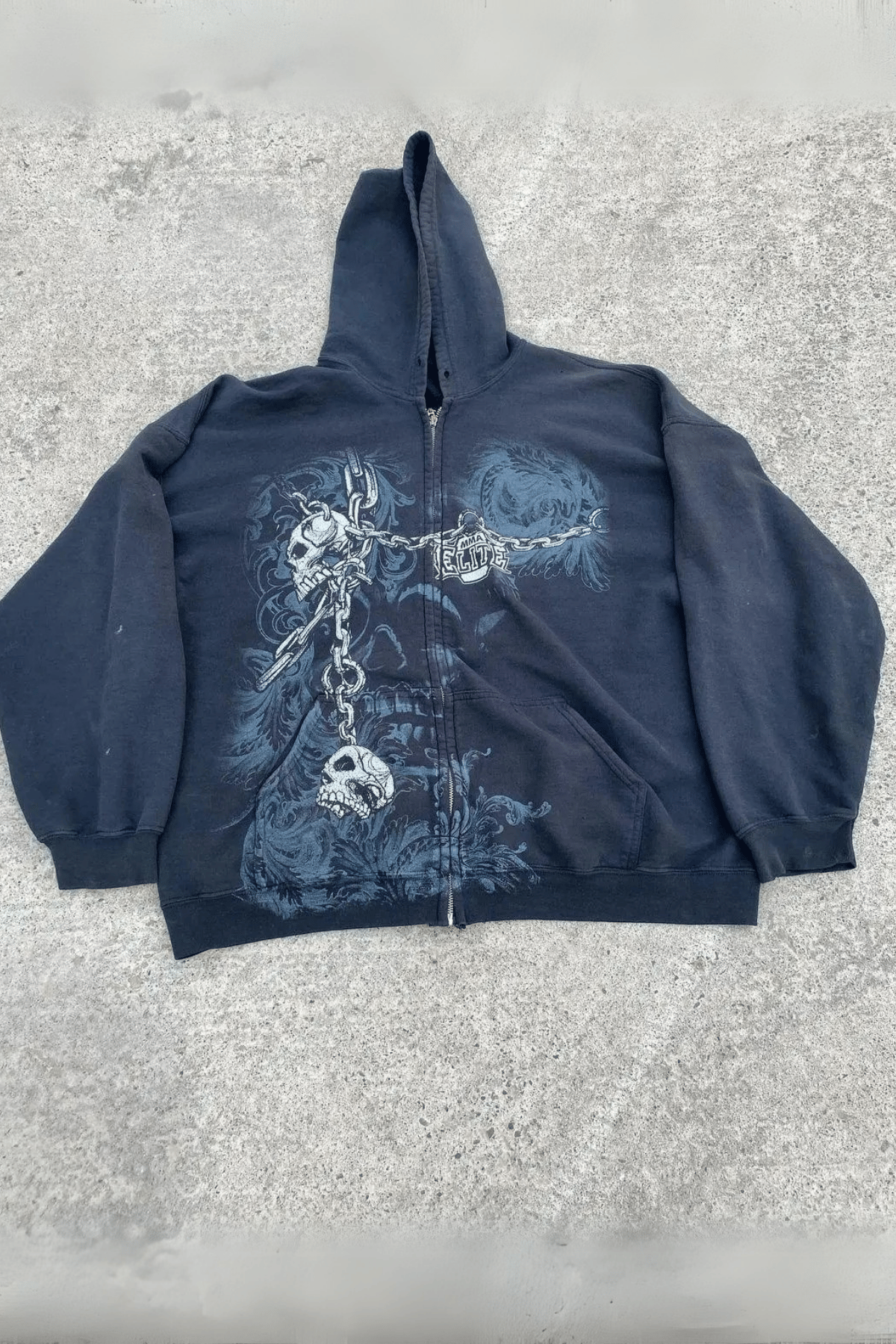 Yeni Siyah Gallows Skulls Y2K MMA Cyber Grunge Kapüşonlu Unisex Hırka