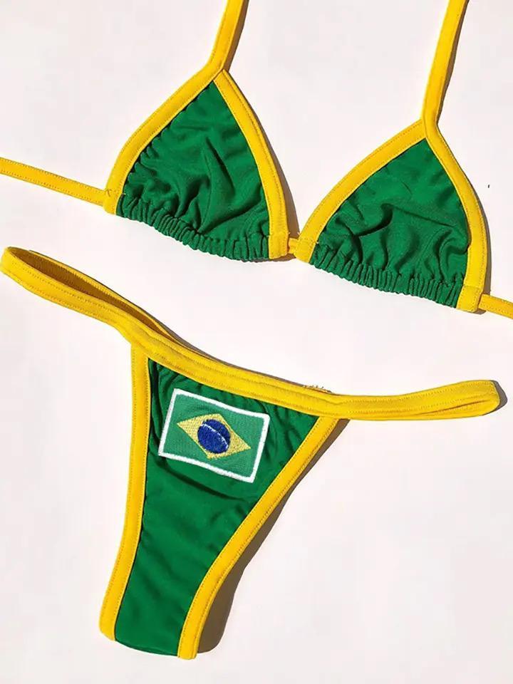 Yeşil Brasil Nakış Detaylı Bikini Takımı