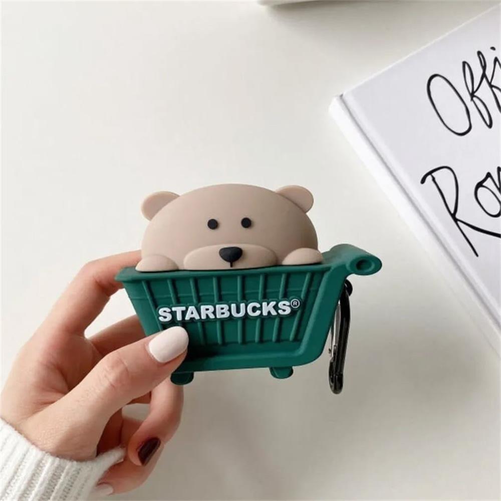 Yeşil Sepetli Starbucks Ayıcık Airpod Kılıf
