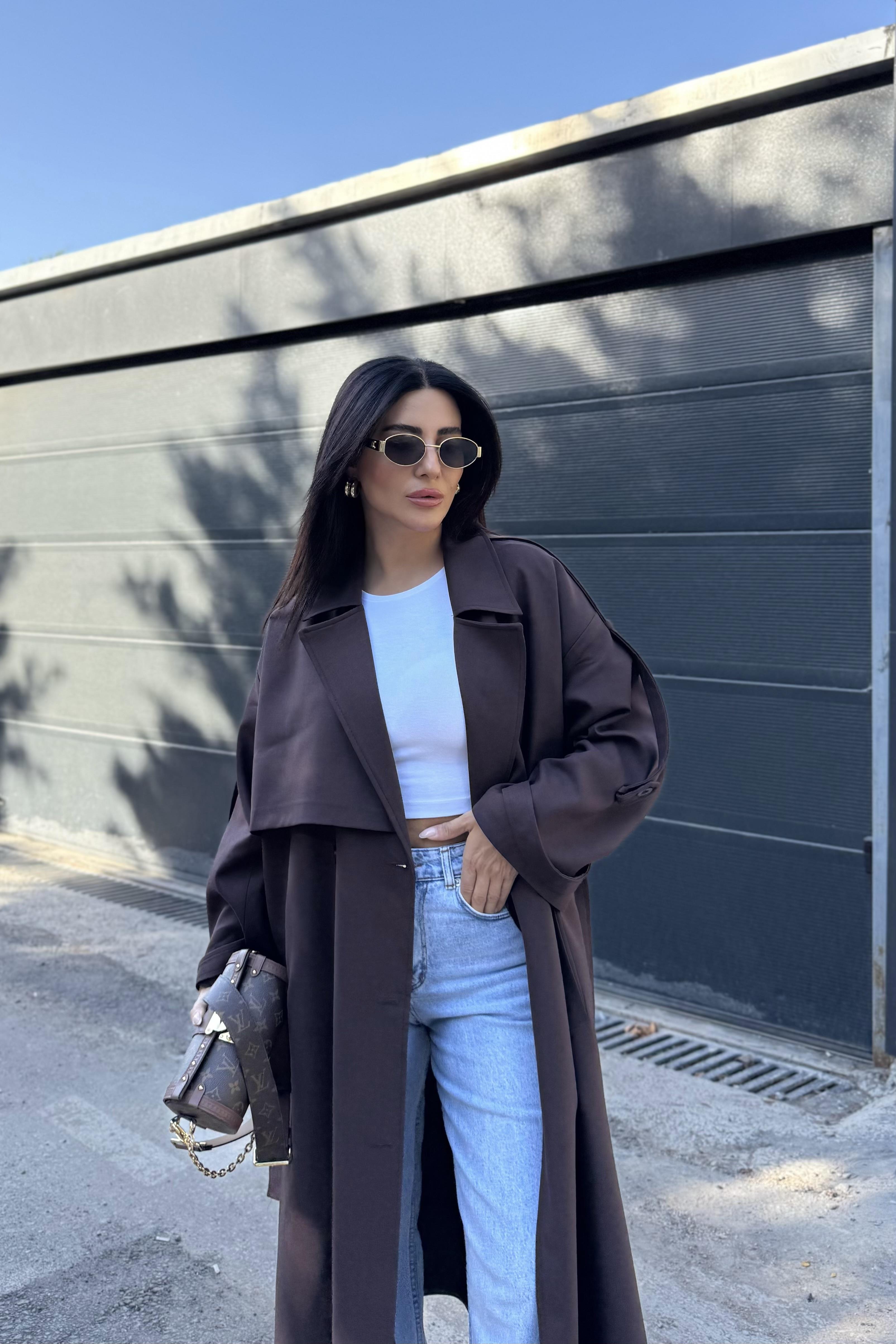 ACI KAHVE TASARIM ASTARLI PREMIUM TRENÇKOT