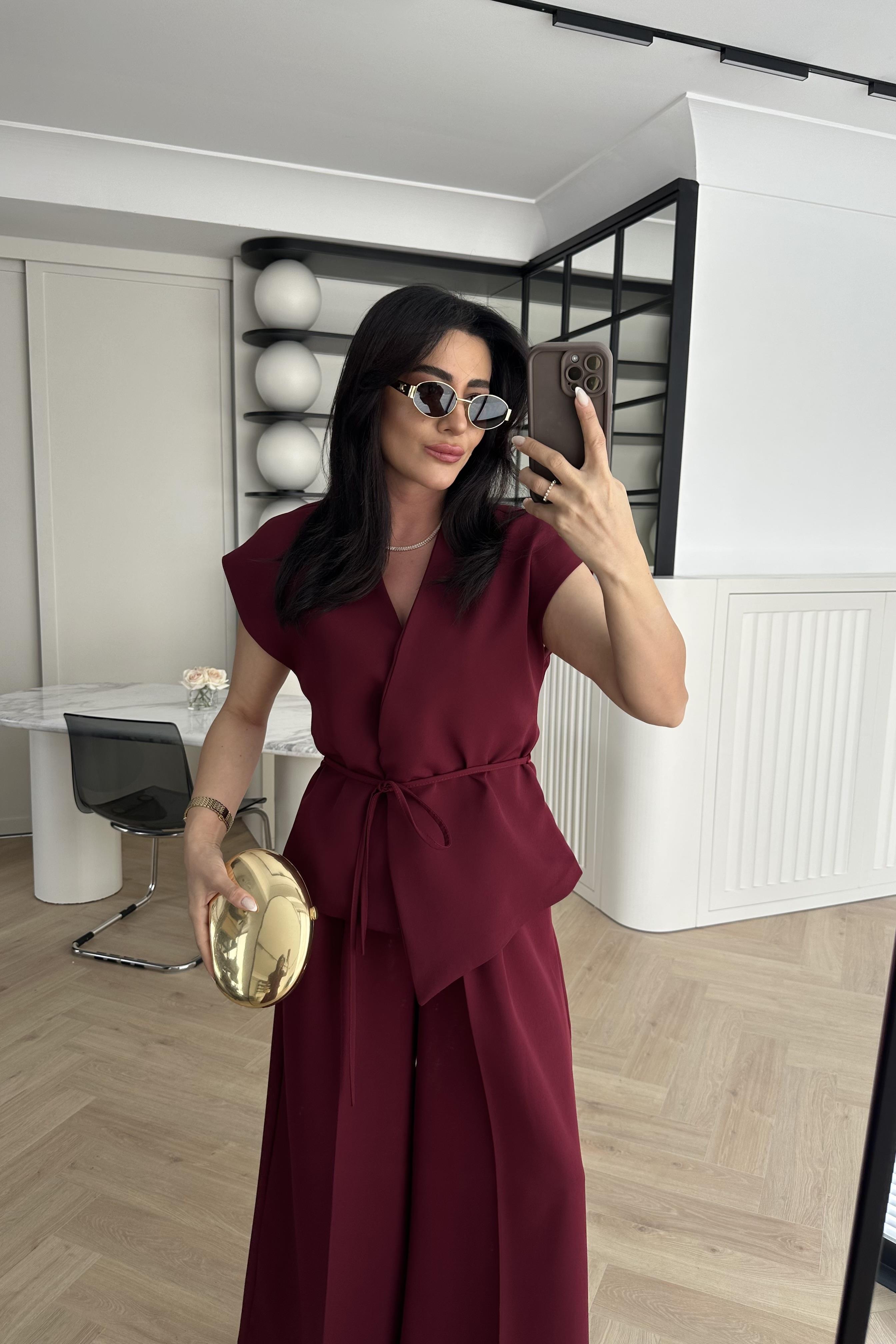 Bordo Astarlı Yelek Pantolon Takım