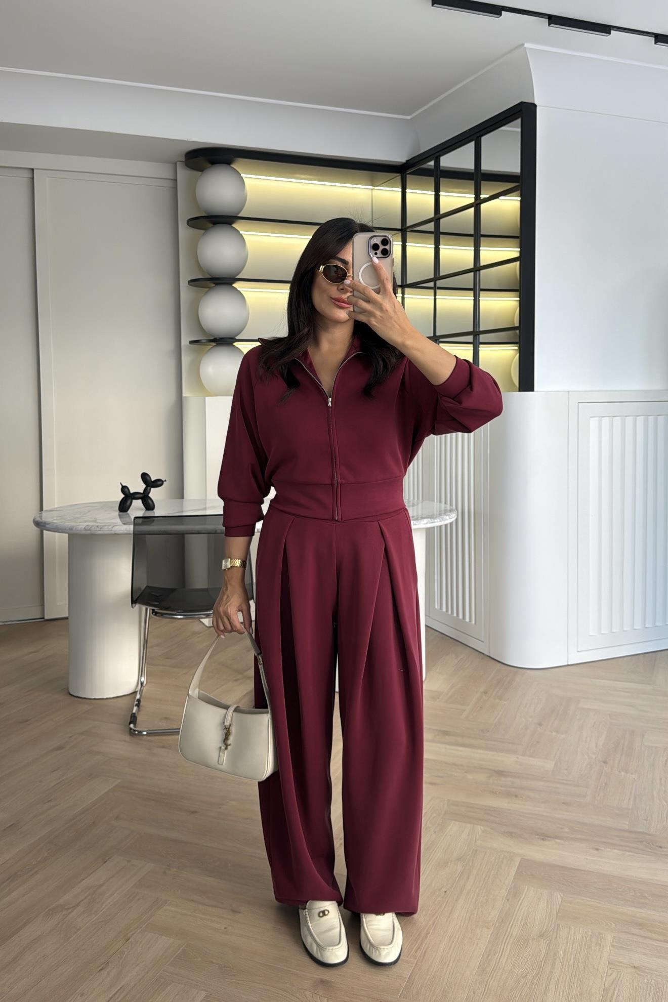 BORDO SWEAT PANTOLON MODAL TAKIM 