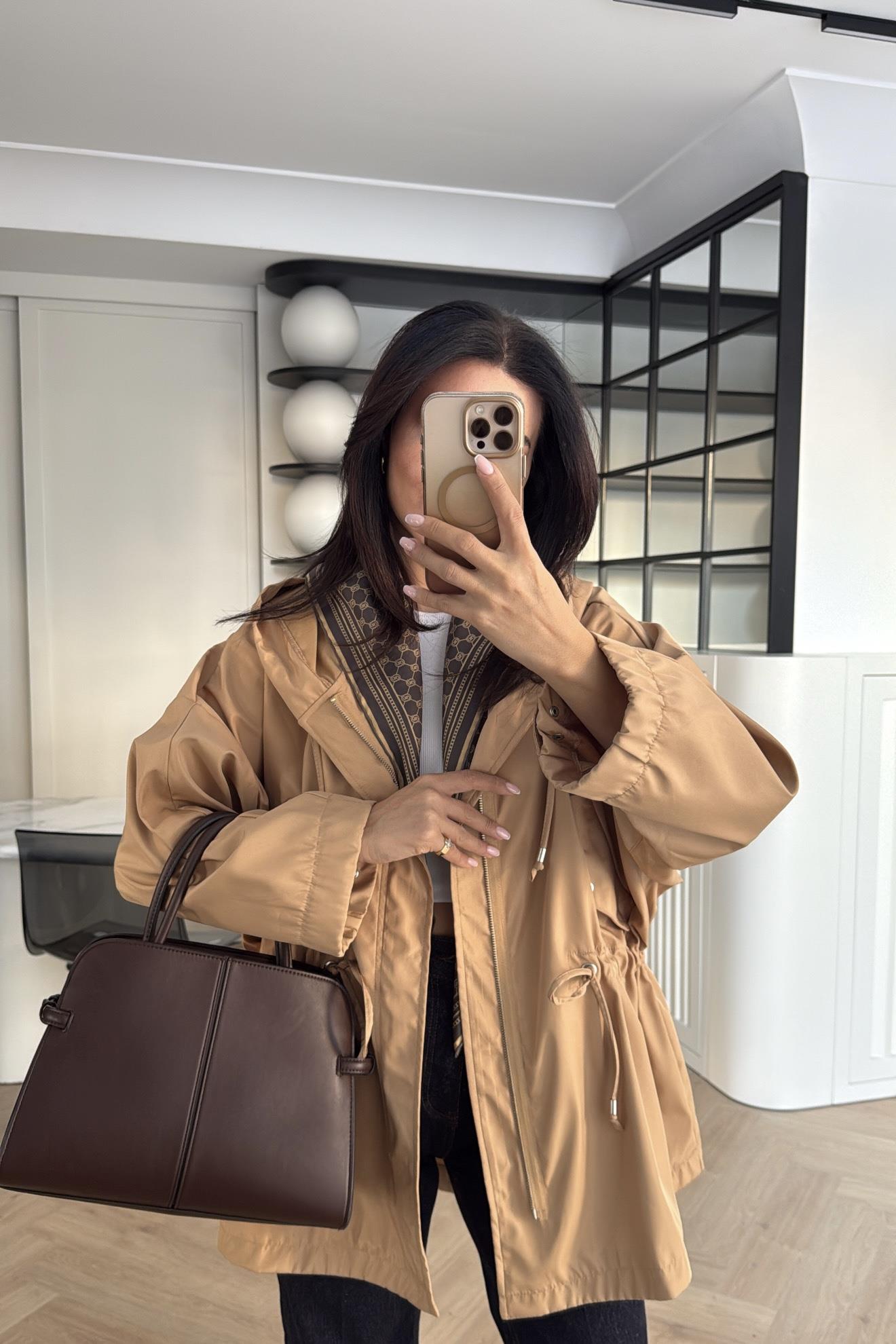 CAMEL ASTARSIZ KISA TRENÇKOT