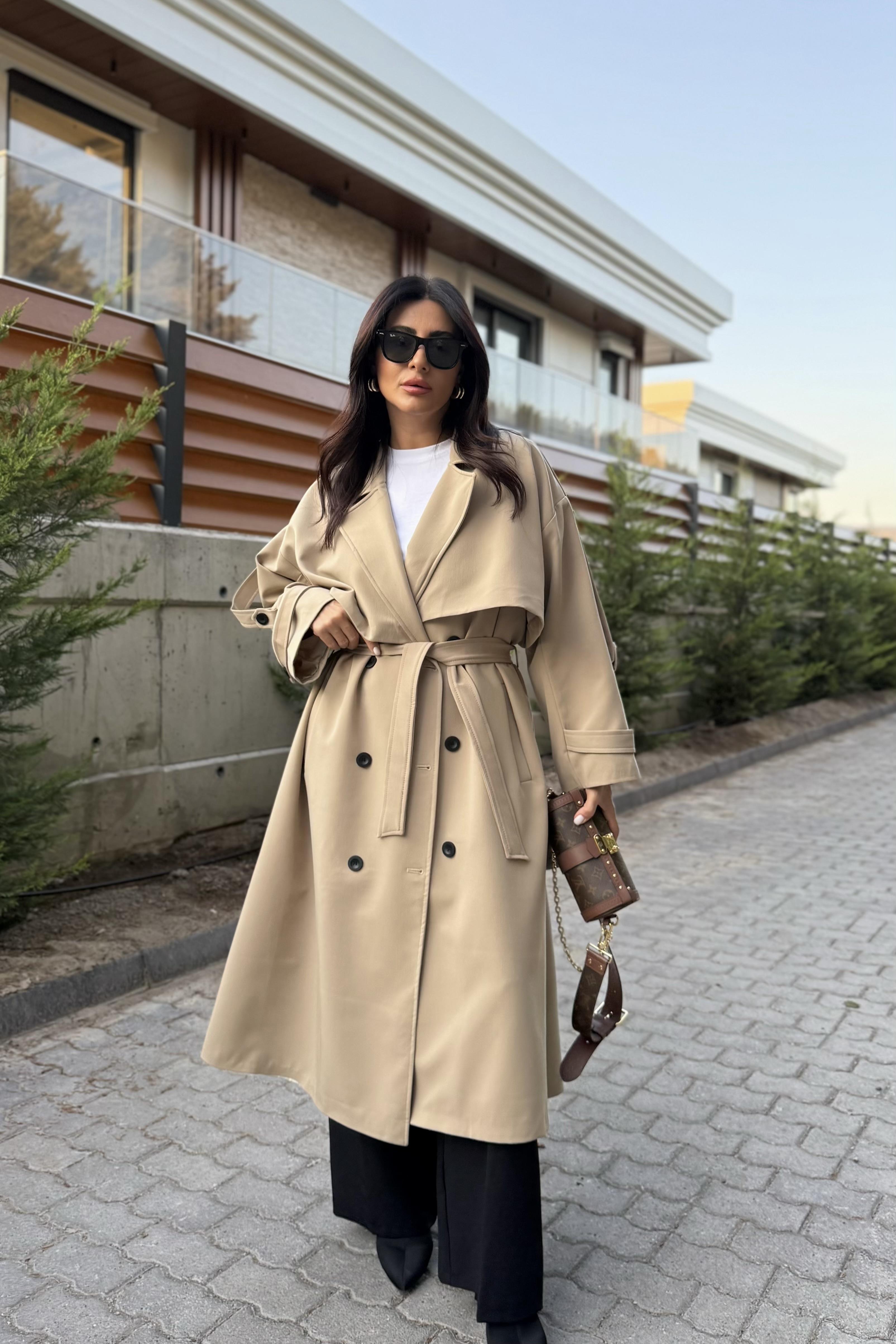 CAMEL TASARIM ASTARLI PREMIUM TRENÇKOT