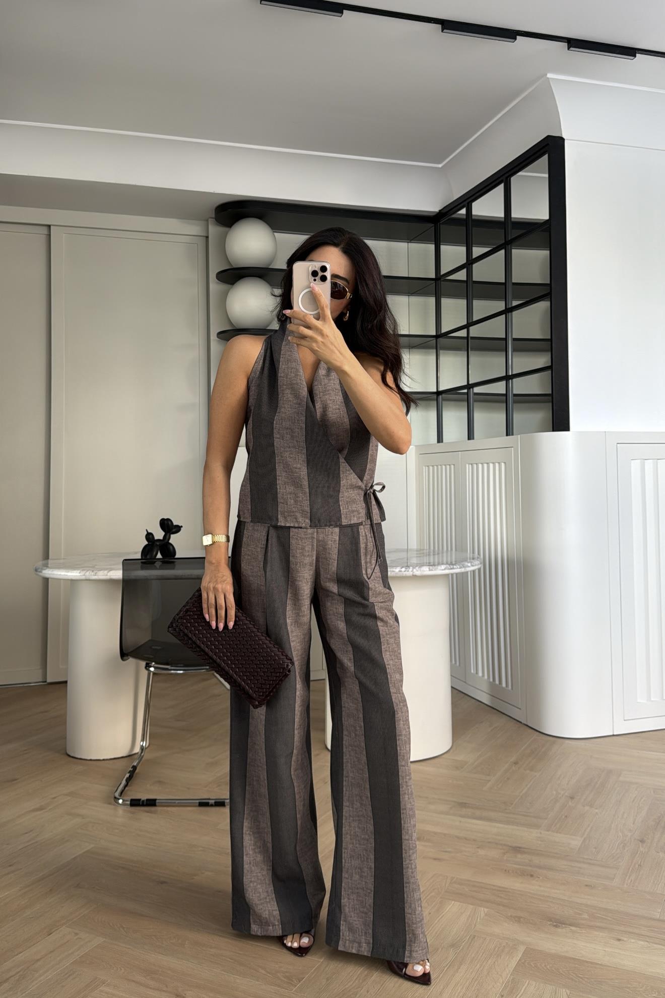 ÇİZGİLİ MASSİ  MODEL KETEN TAKIM