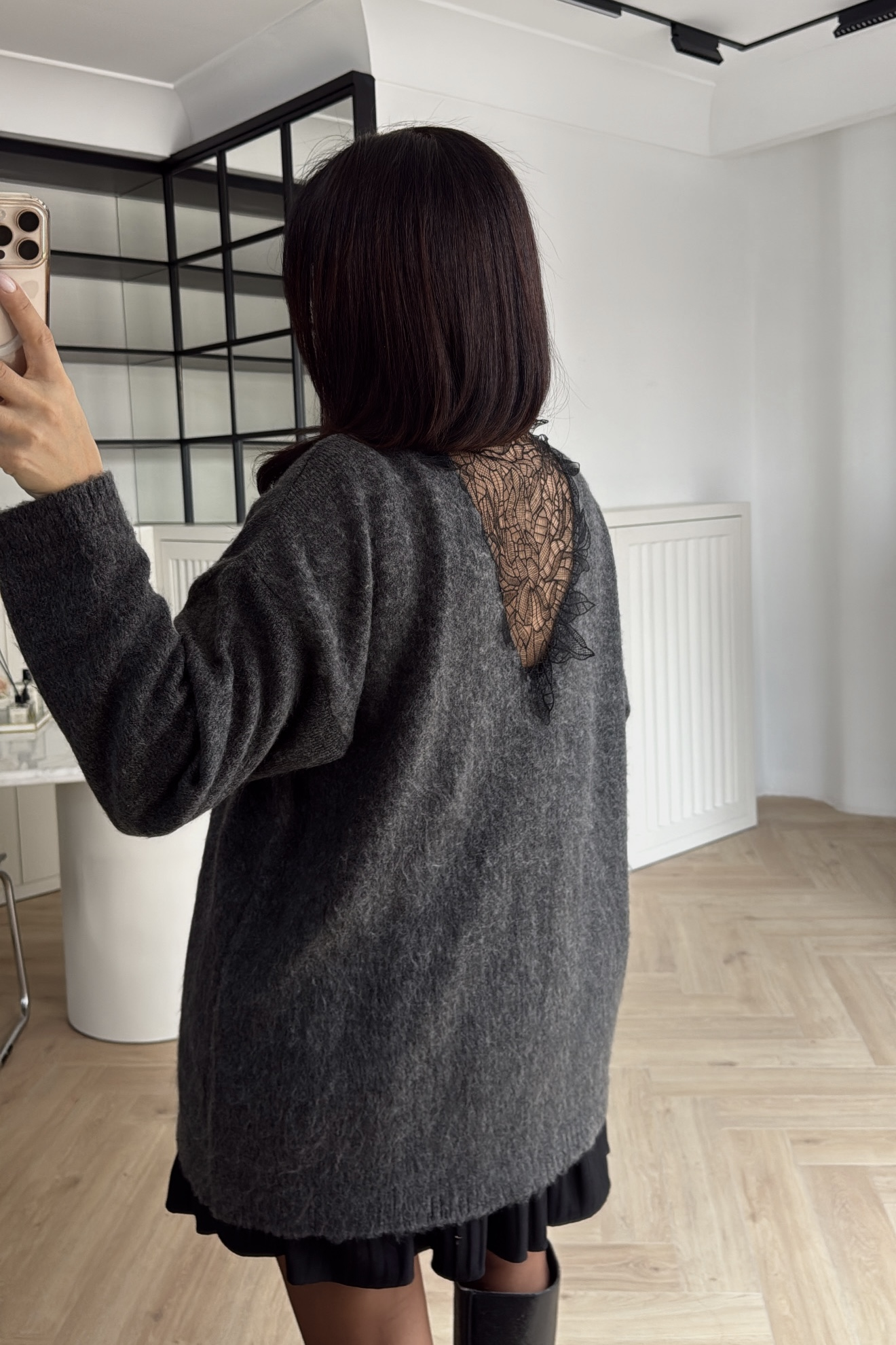 DANTEL DETAYLI TRİKO BLUZ SİYAH 