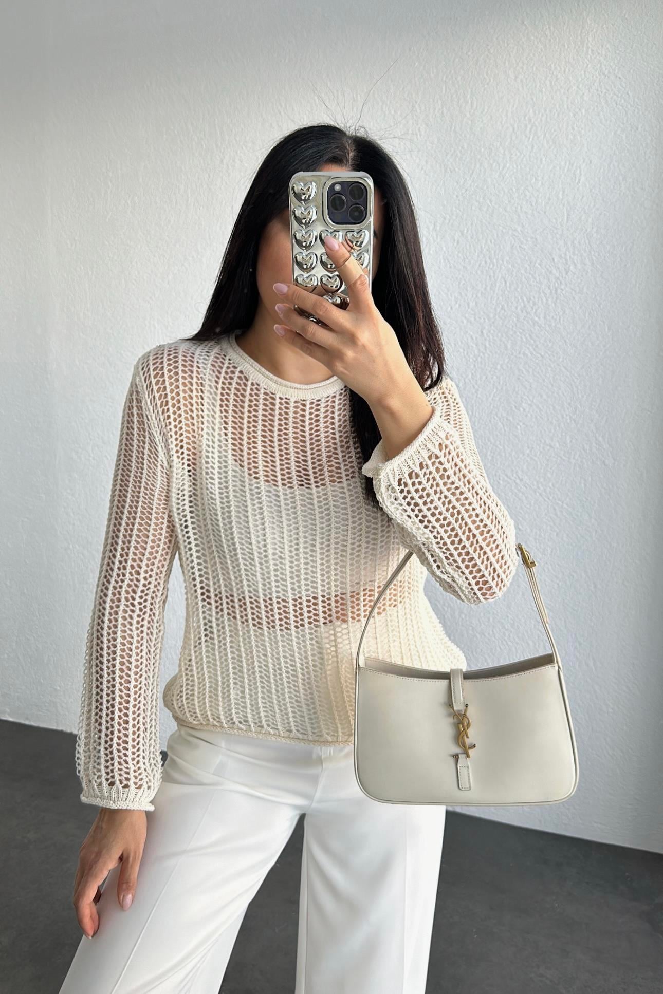 Ekru Ajurlu Mevsimlik Triko