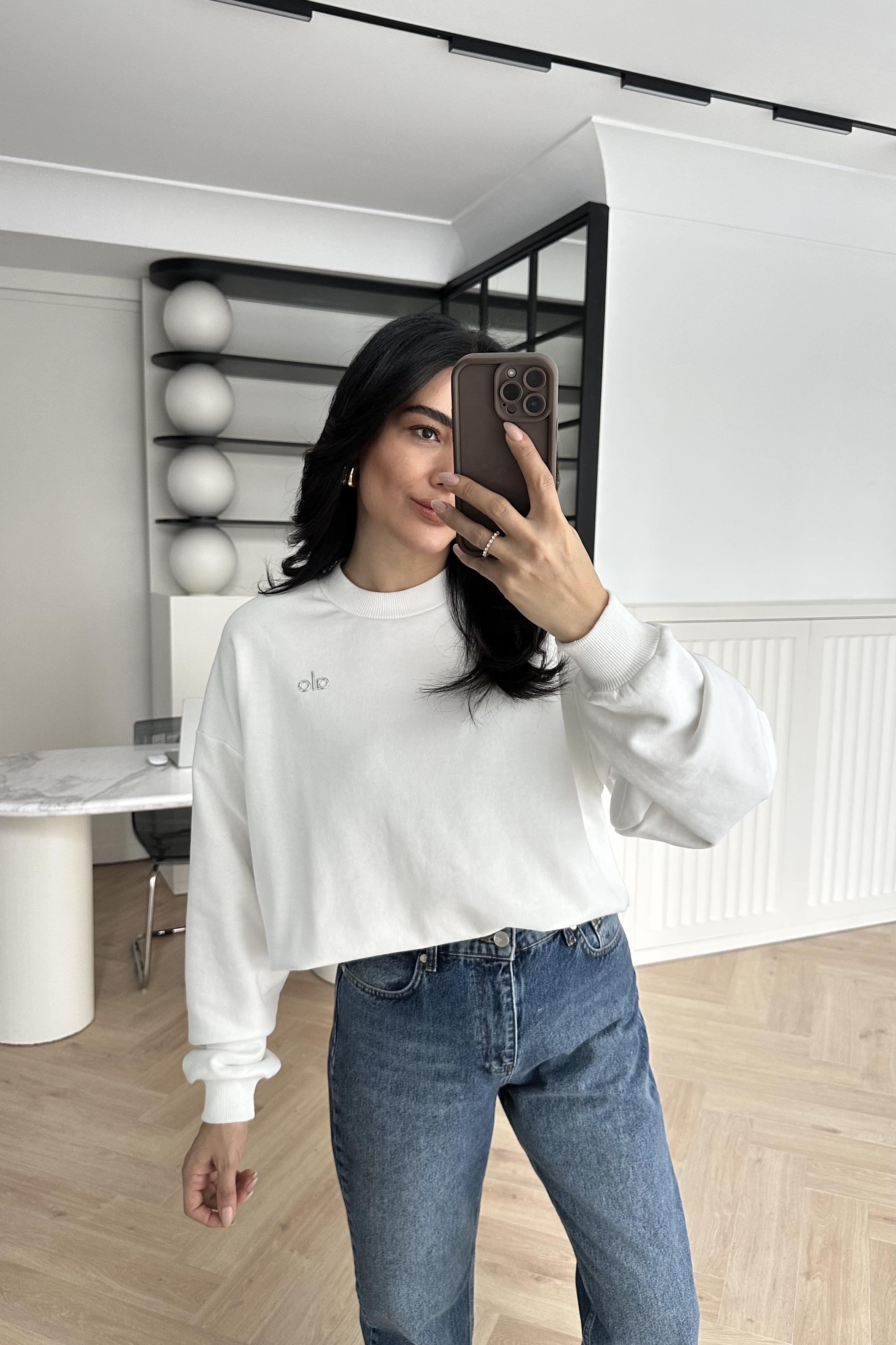 Ekru Logolu Özel Üretim Sweatshirt 