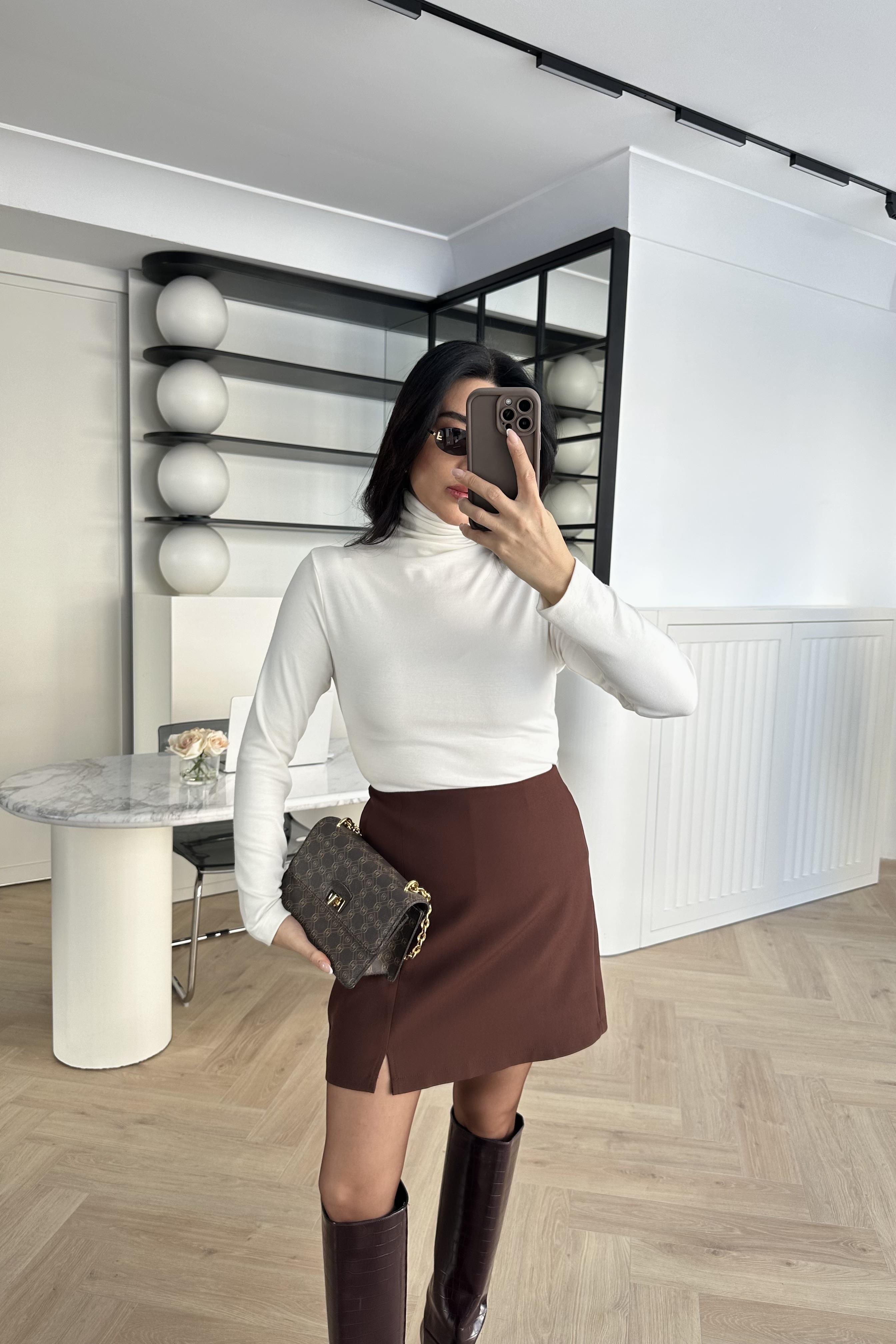 Ekru Massimo Balıkçı Yaka Modal Bluz 