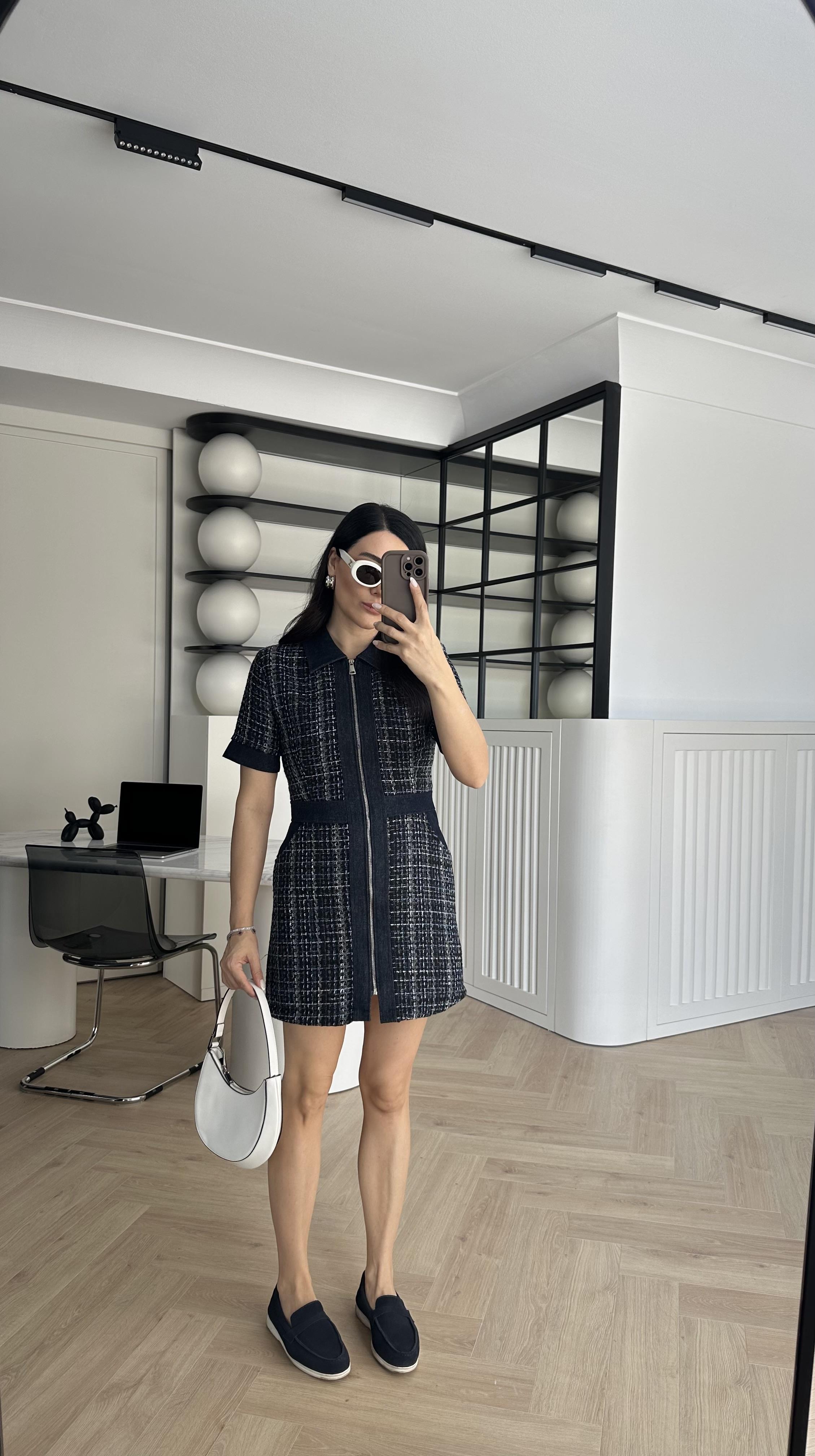 Fermuarlı İçi Astarlı Denim Detay Elbise