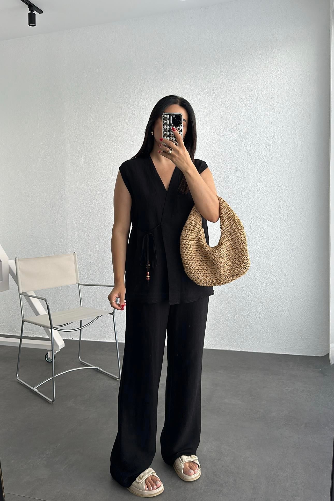 Ham Keten Siyah Renk Premium Takım