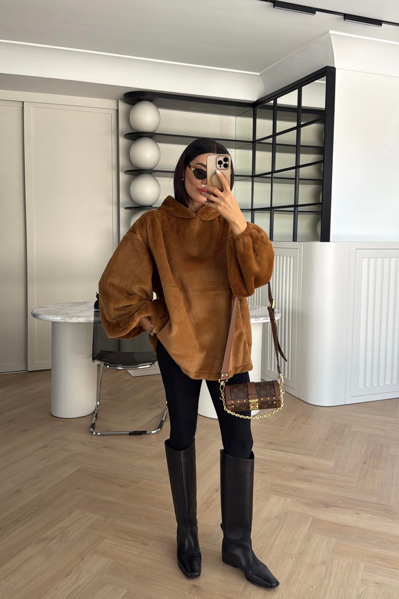 HARDAL MASSİ MODEL CEPLİ PELUŞ SWEATSHİRT