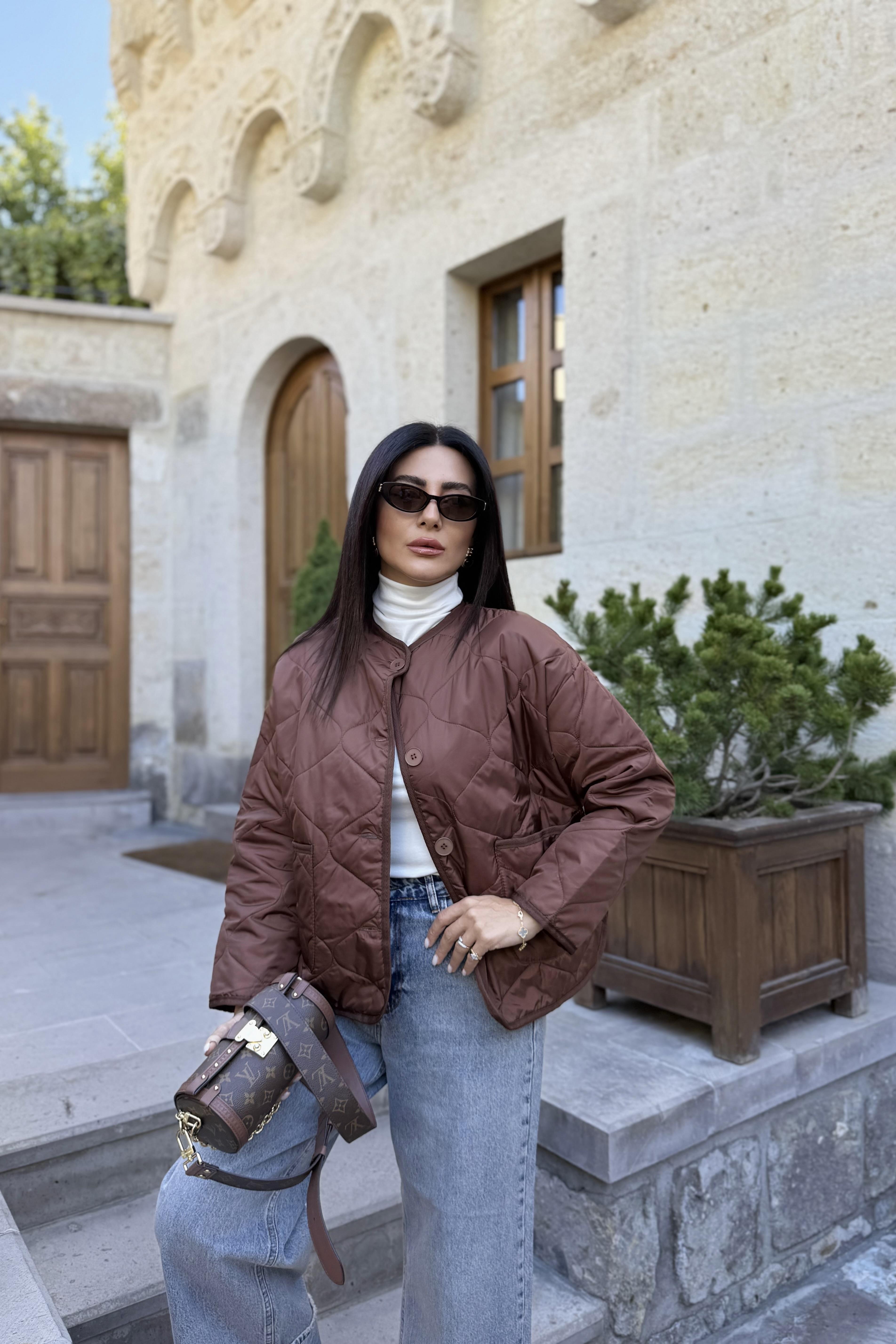 KAHVE CEPLİ KAPİTONE CEKET