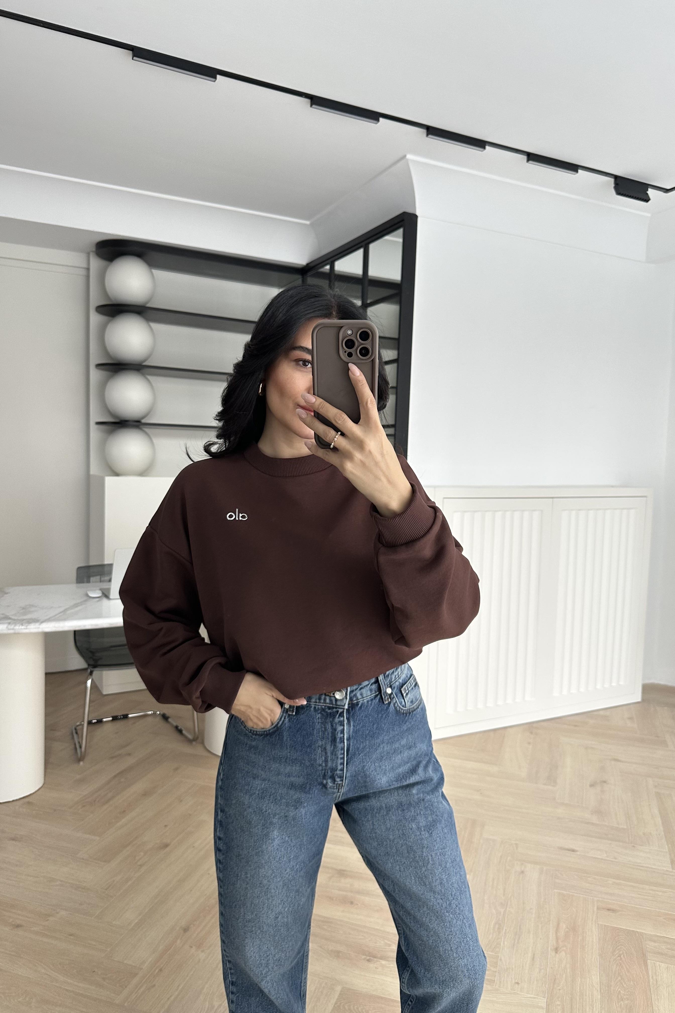 Kahve Logolu Özel Üretim Sweatshirt