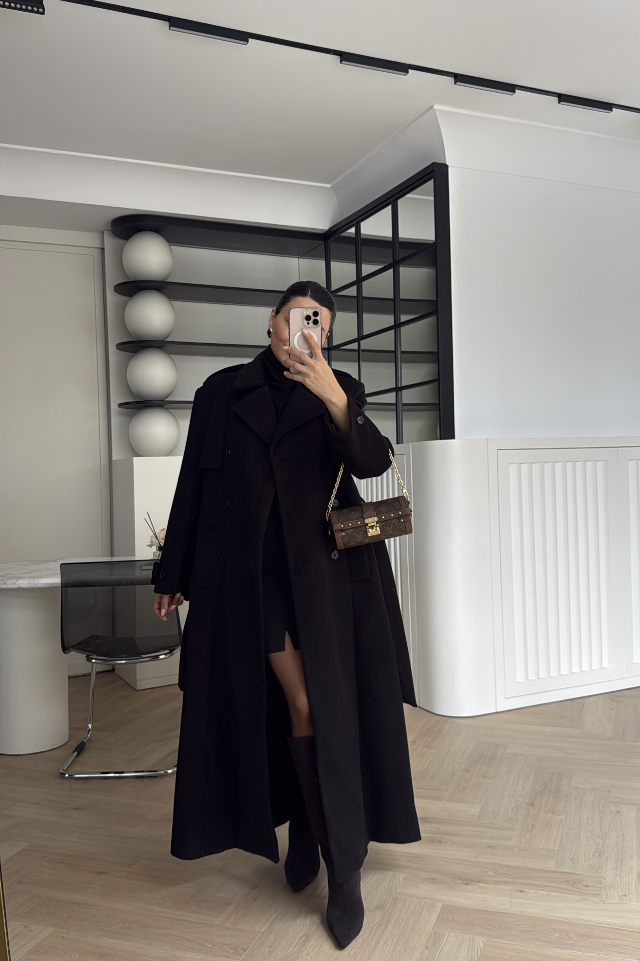 KUŞAKLI MAXİ BOY KABAN SİYAH 