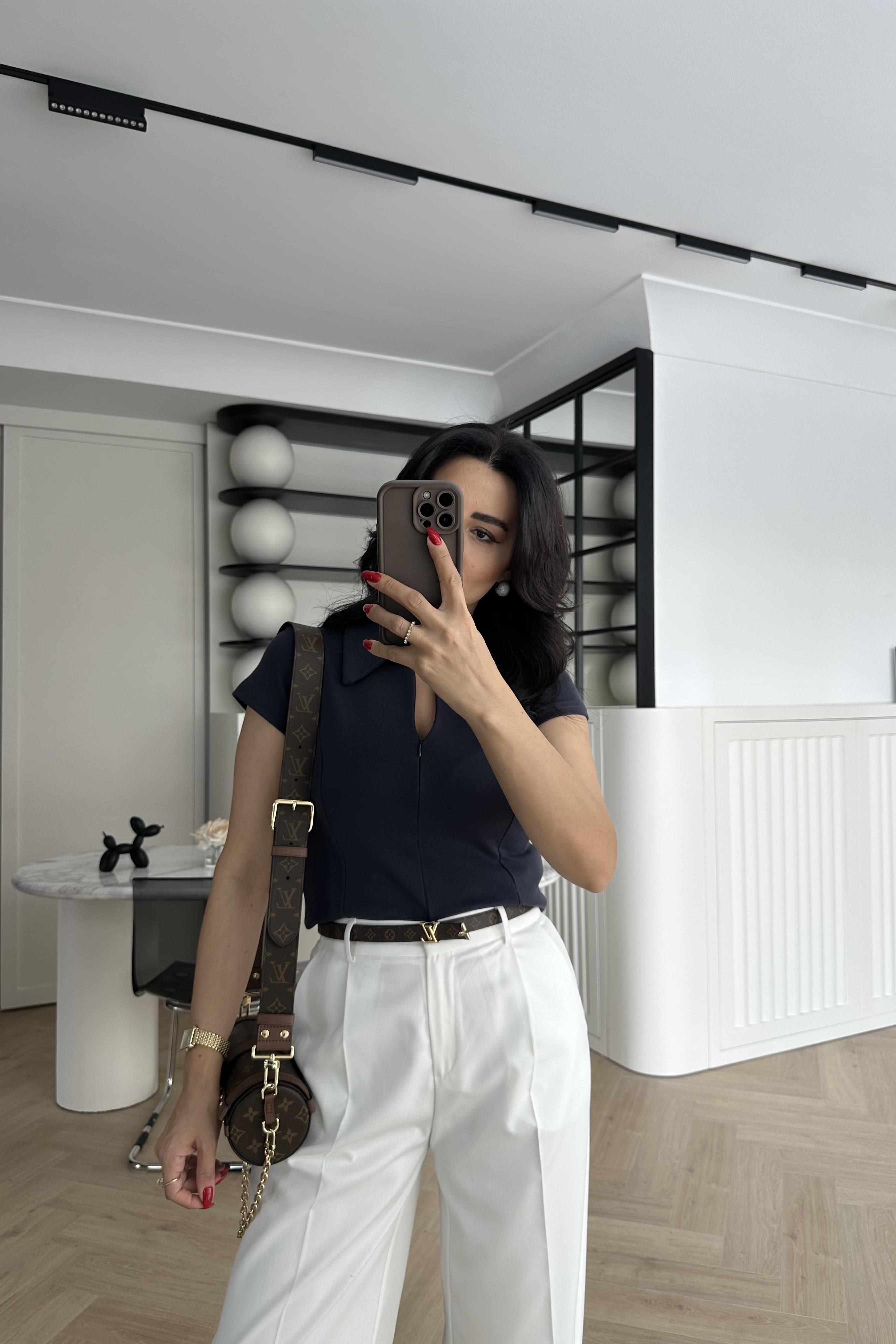 Lacivert Fermuarlı Polo Yaka Tişört 